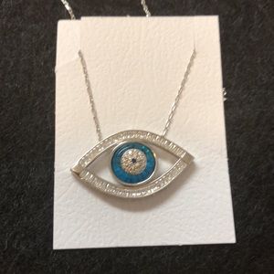 sliver Evil eye pendant necklace